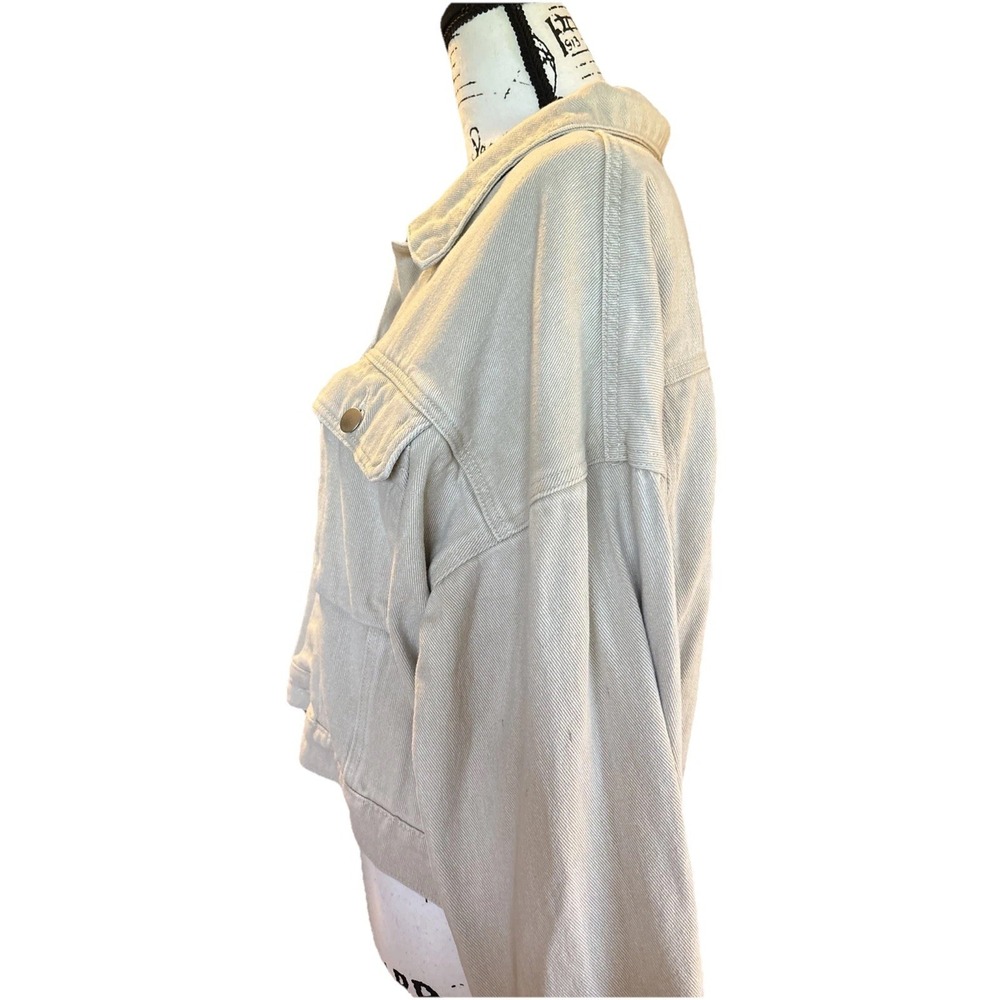 Hayden Los Angeles Cream Beige Cropped Denim Jacket Large - Picture 2 of 7